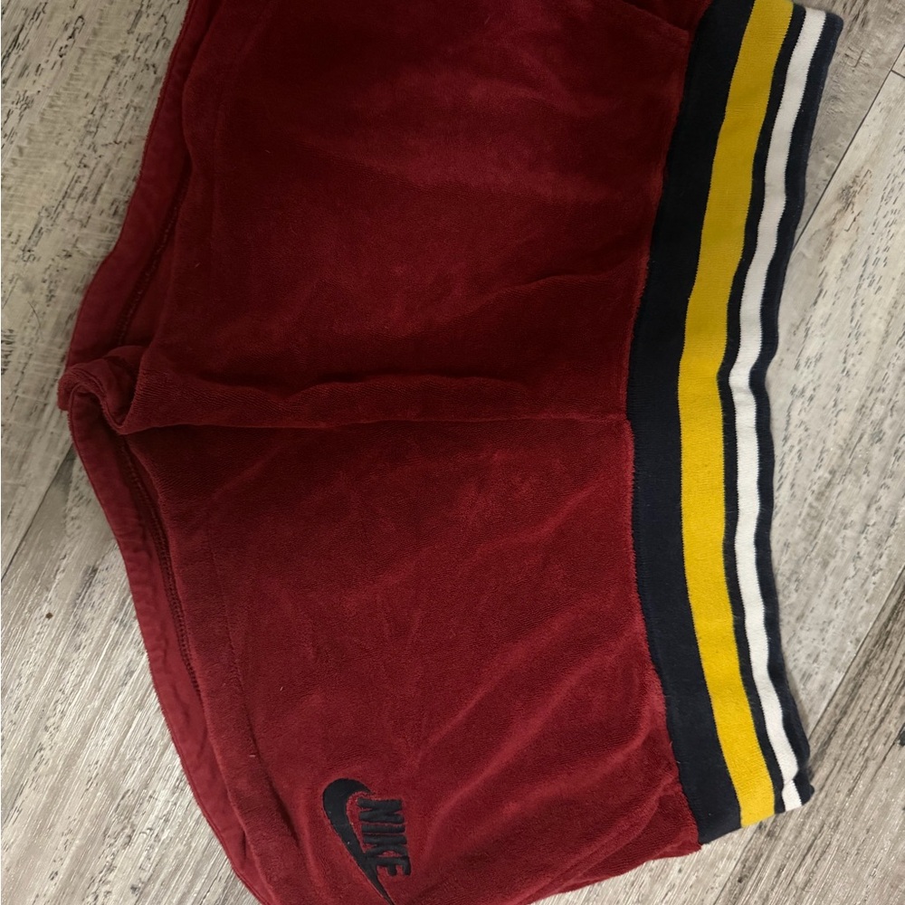 Nike Burgundy red Shorts with Striped Waistband